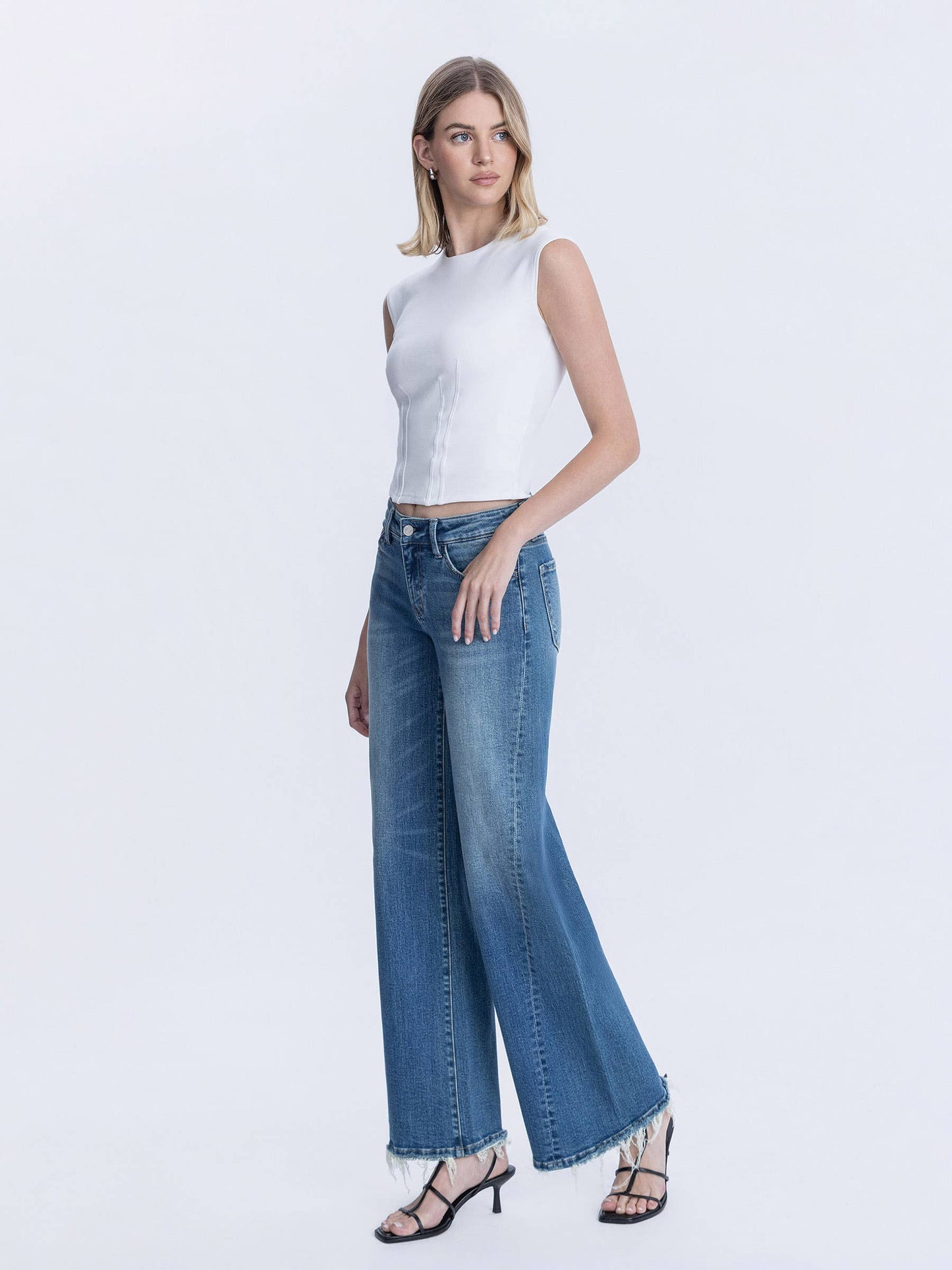 Mid Rise Medium Dark Wide Jeans - COMING SOON
