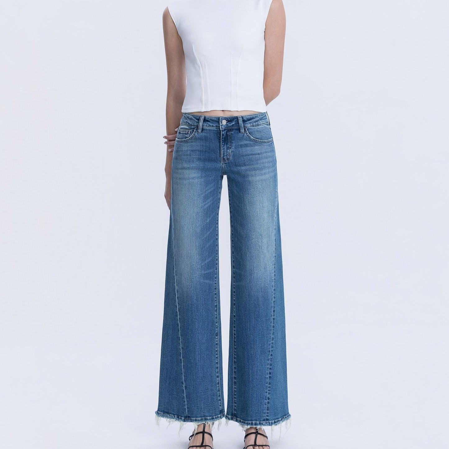 Mid Rise Medium Dark Wide Jeans - COMING SOON