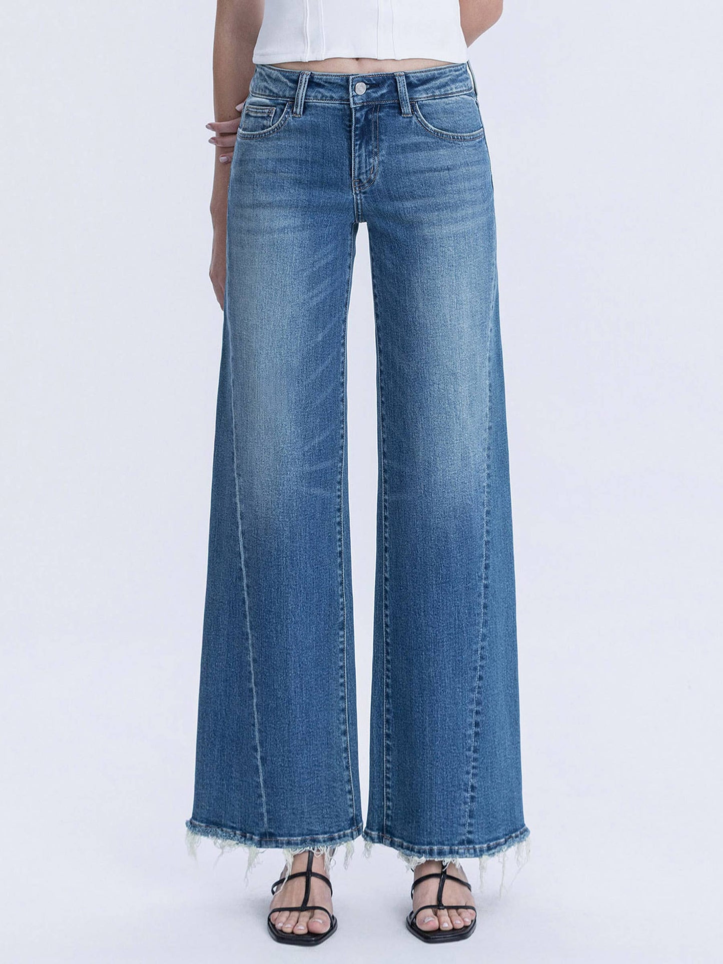 Mid Rise Medium Dark Wide Jeans - COMING SOON