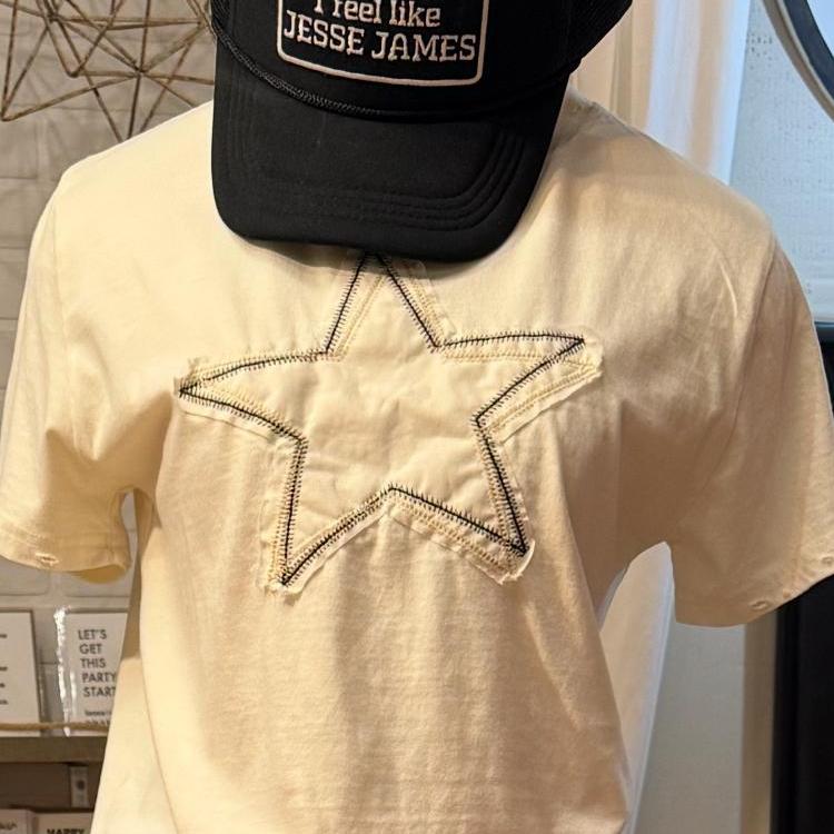 Cream "Applique Star" Tee