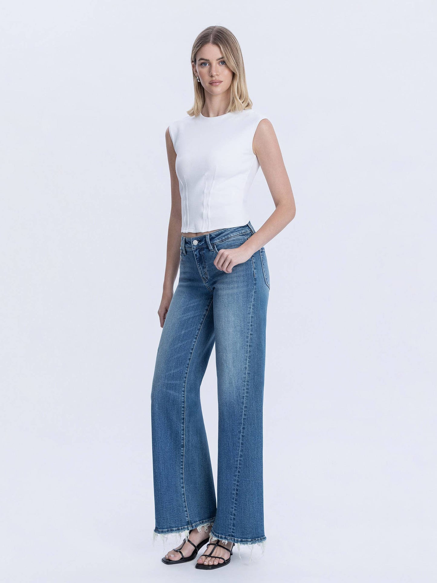 Mid Rise Medium Dark Wide Jeans - COMING SOON
