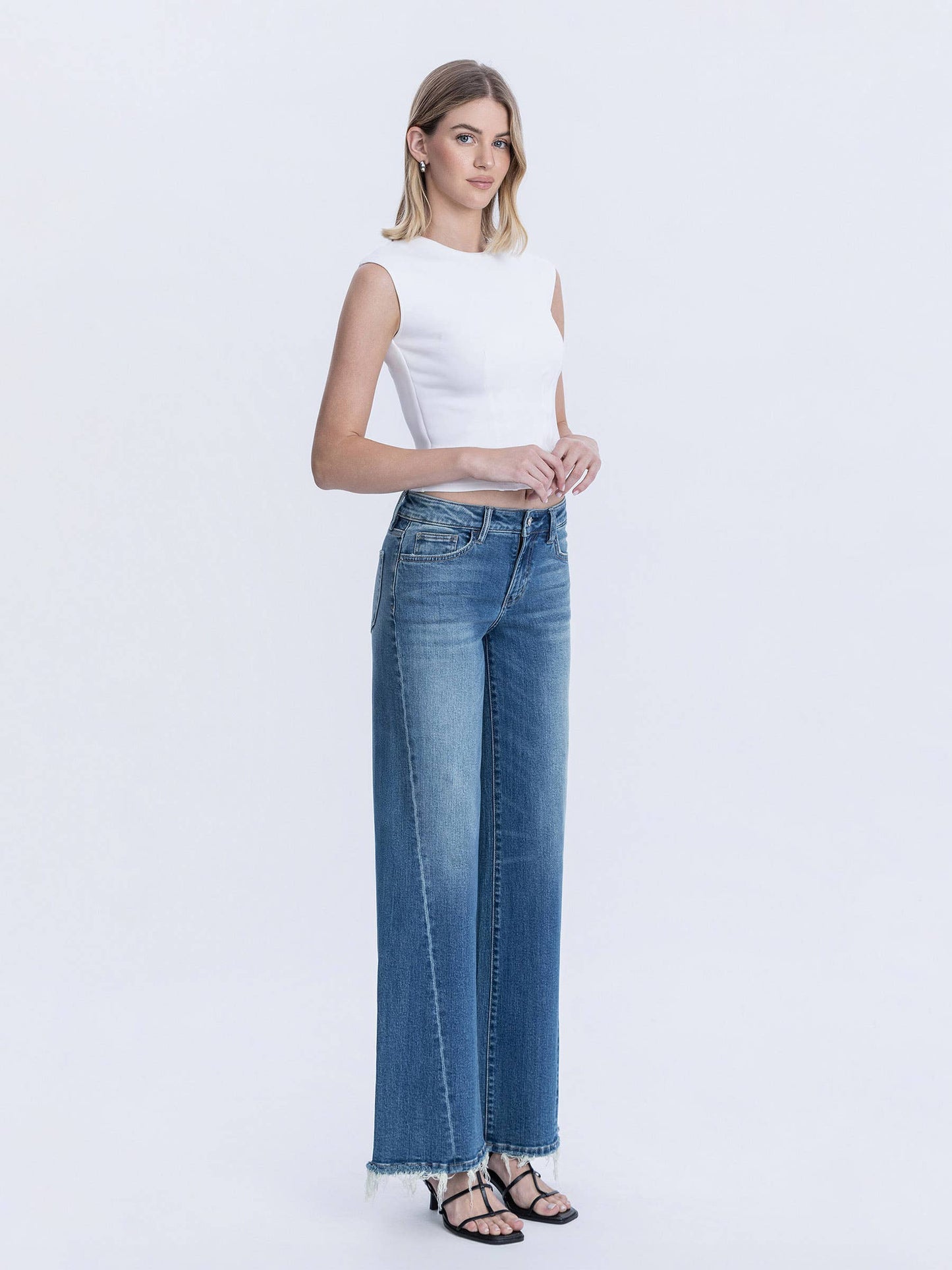 Mid Rise Medium Dark Wide Jeans - COMING SOON