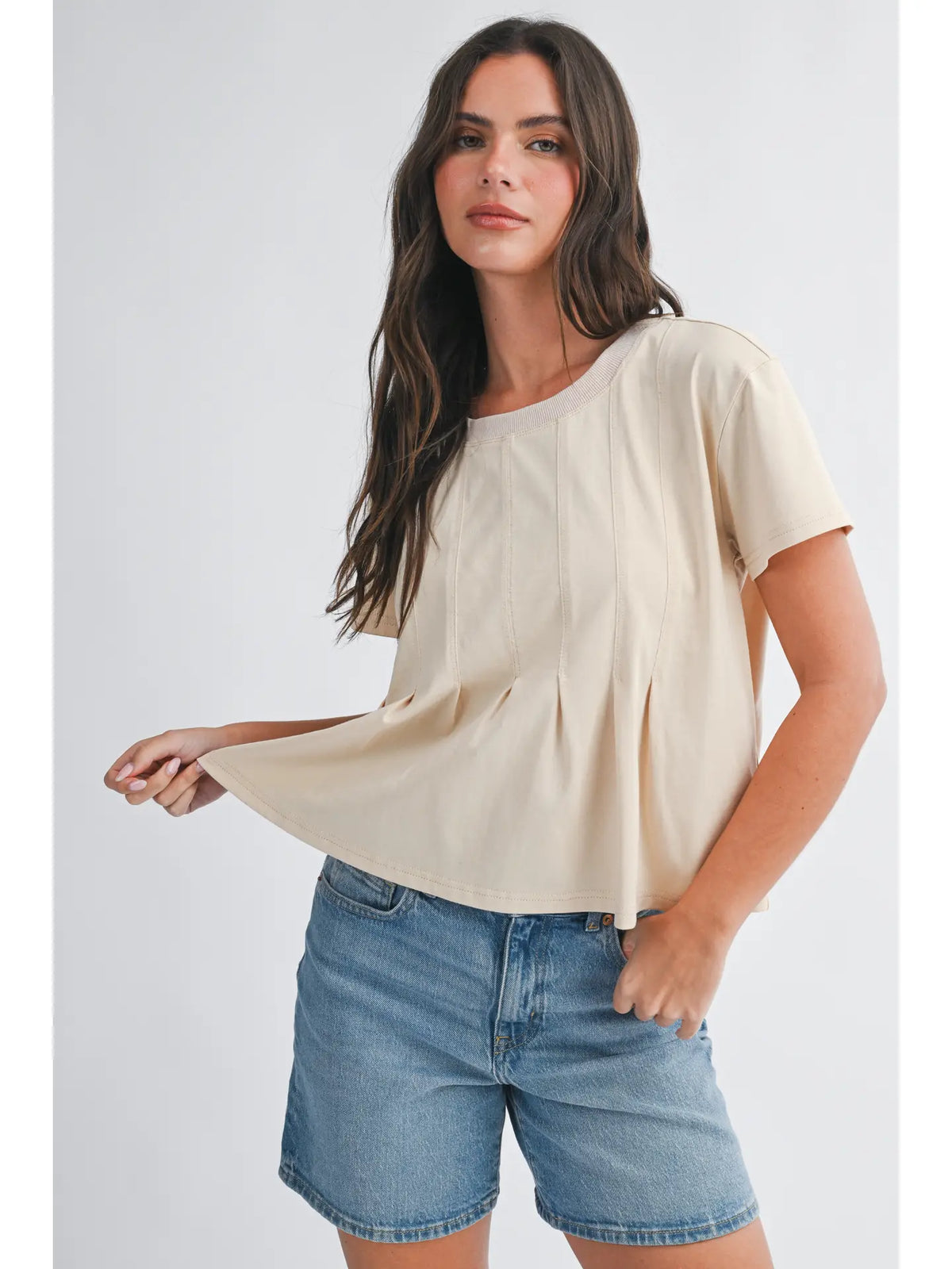 Oat Pleated Swing Tee