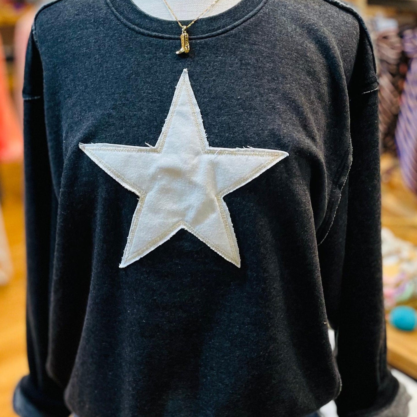 Black Sweatshirt with Applique Star