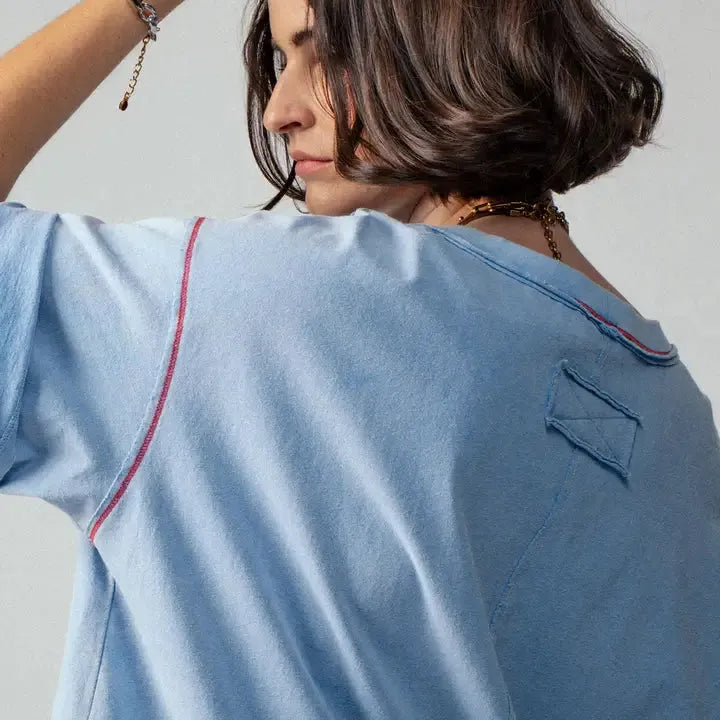 Mineral Washed Blue Oversized Tee