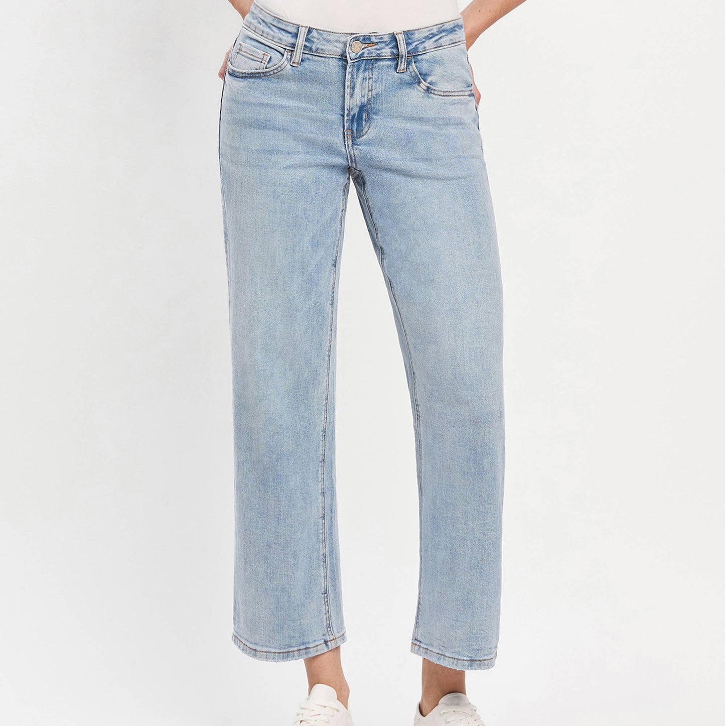 Mid Rise Light Wash Dad Jeans