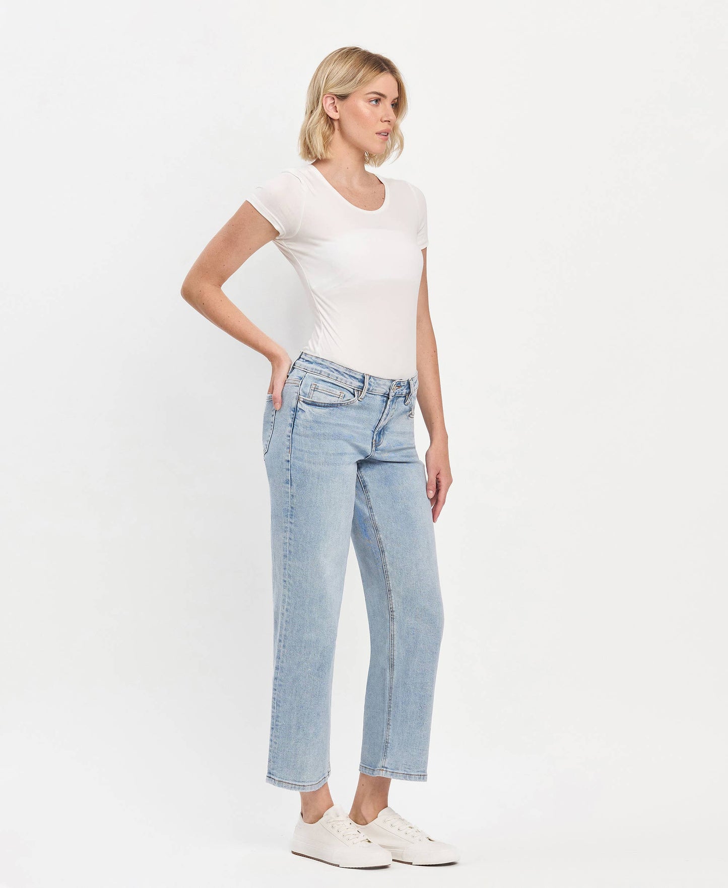 Mid Rise Light Wash Dad Jeans