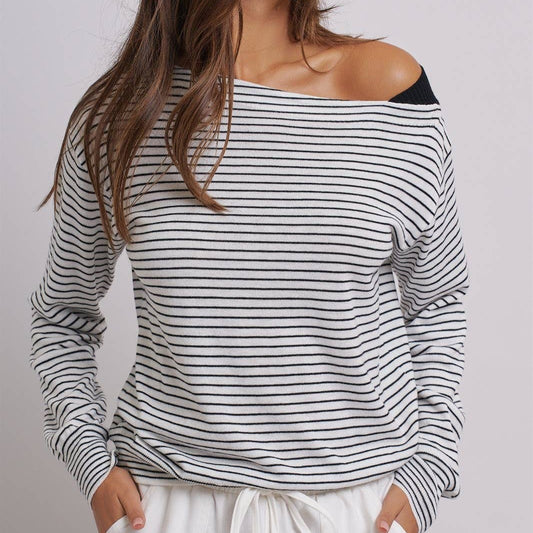 Striped One-Shoulder Top