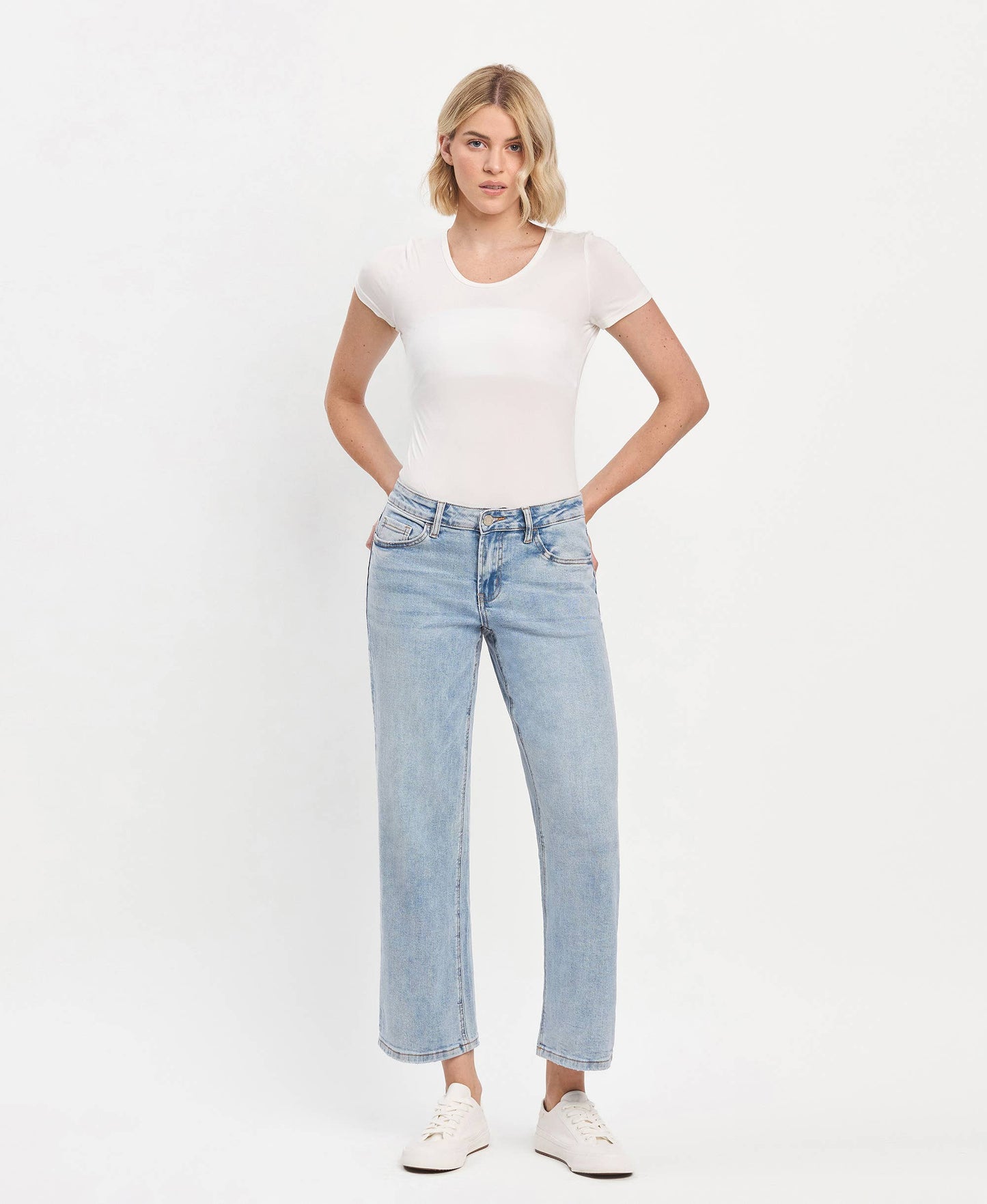 Mid Rise Light Wash Dad Jeans