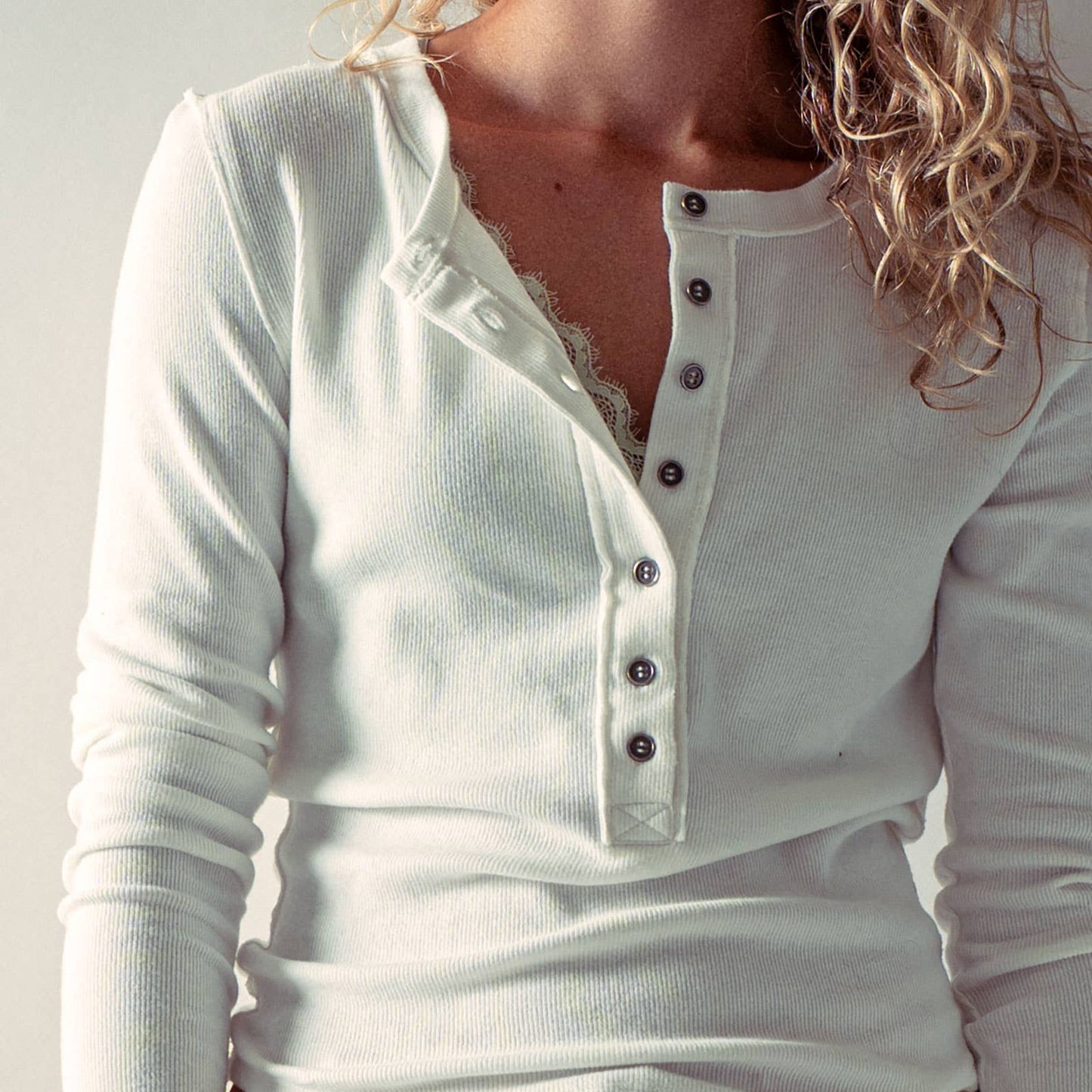 Ribbed Henley Long Sleeve Top - COMING SOON