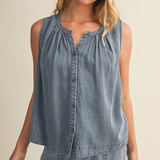 Sleeveless Denim Top