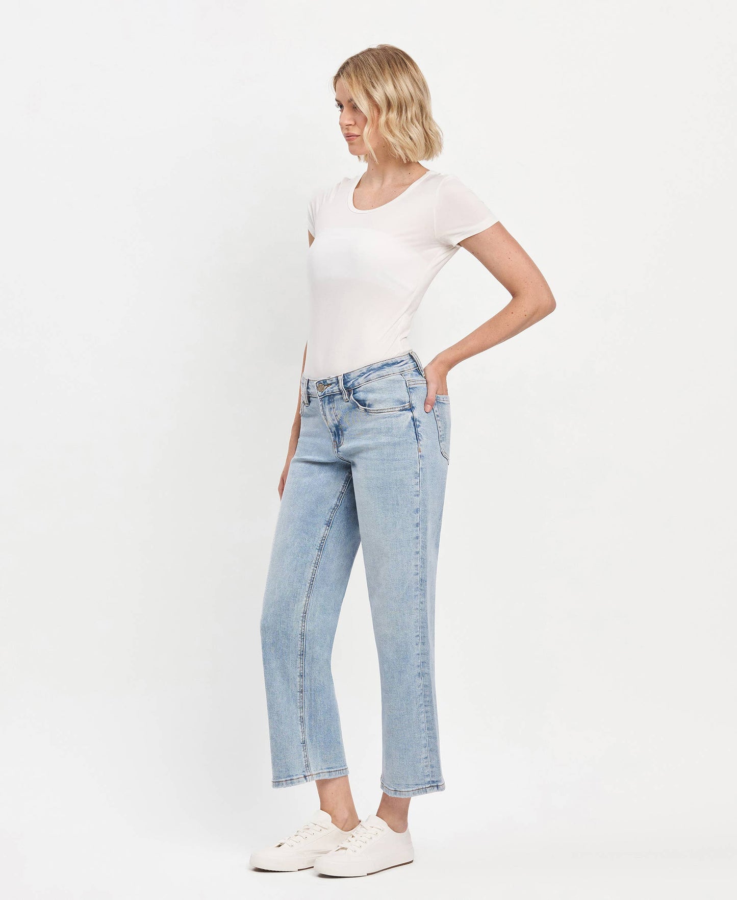 Mid Rise Light Wash Dad Jeans