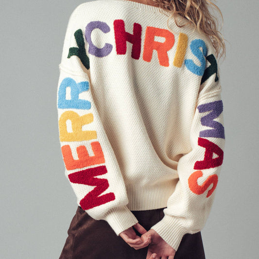 Merry Christmas Lettering Knit Sweater - COMING SOON