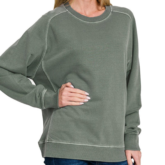 Green Pigment Dyed Pullover