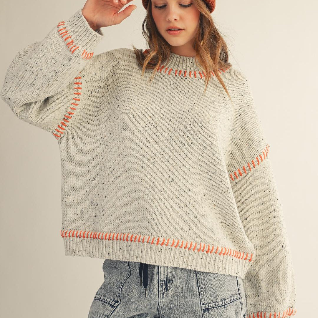 Oatmeal/Rust Sweater