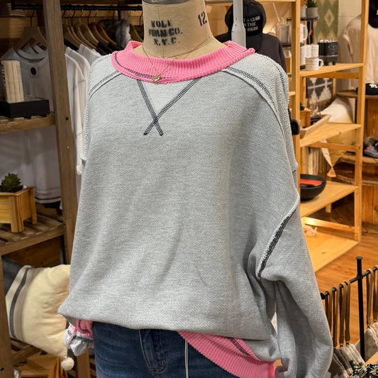 Grey with Pink trim Sweatshirt