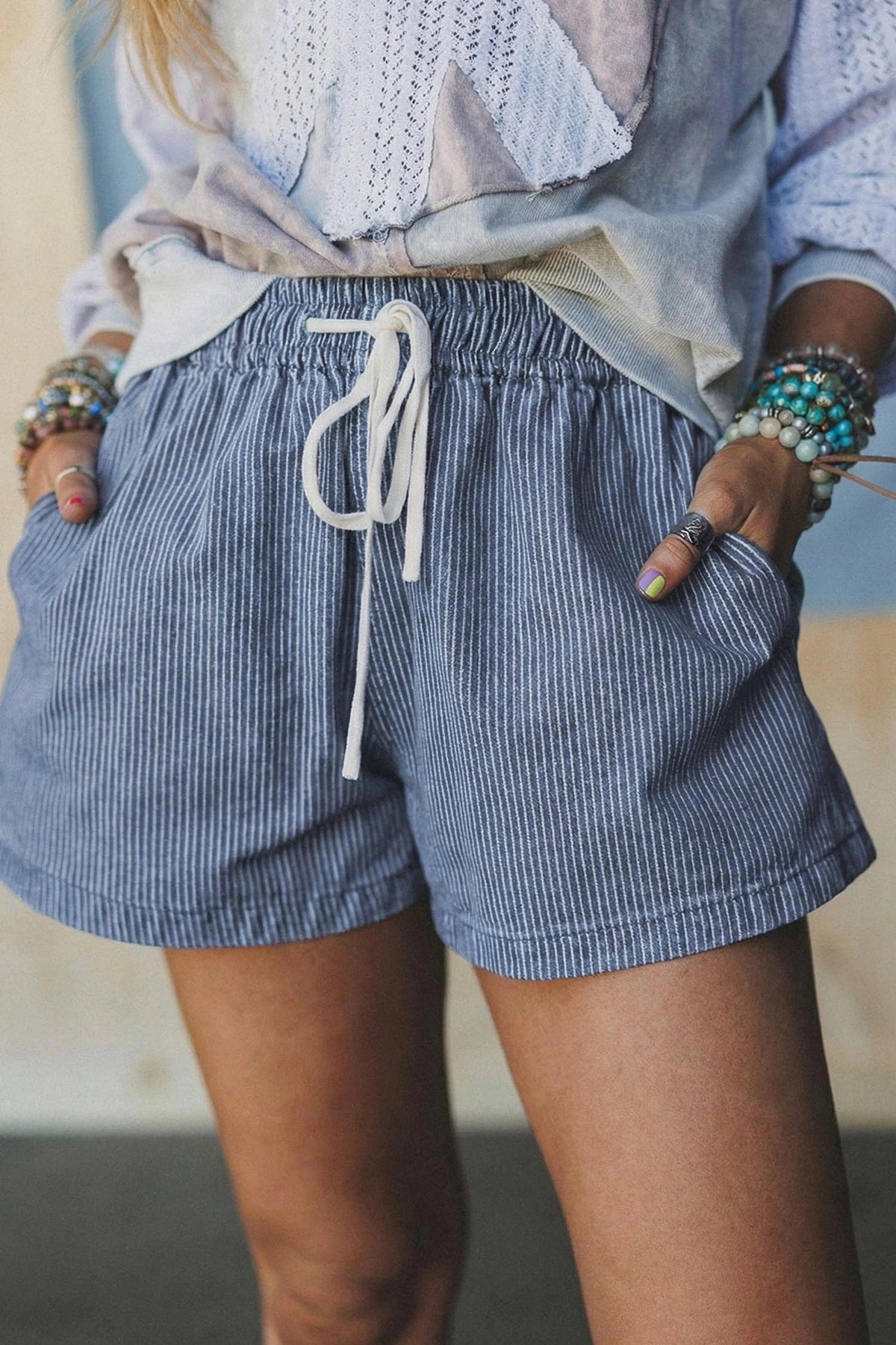 Stripe Denim Shorts