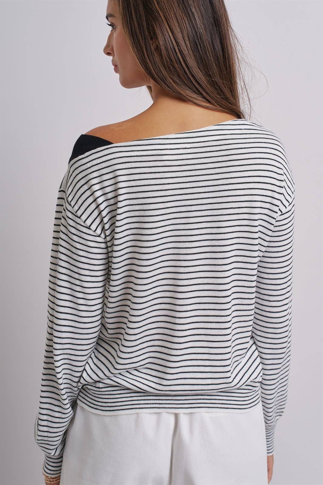 Striped One-Shoulder Top