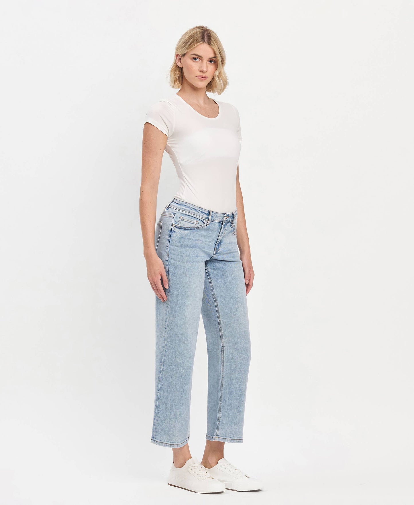 Mid Rise Light Wash Dad Jeans