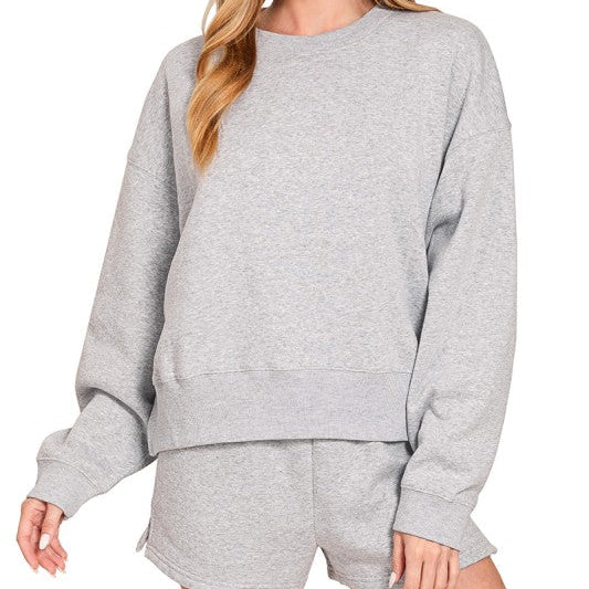 Fleece Round Neck Pullover Sweatshirt