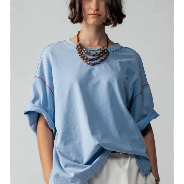 Mineral Washed Blue Oversized Tee