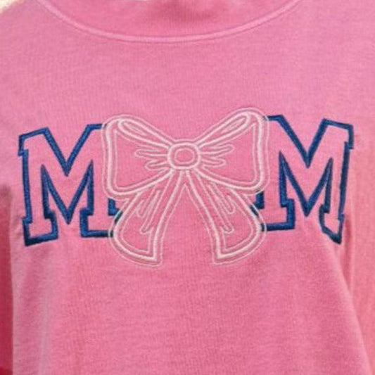Pink Embroidered Mom Tee